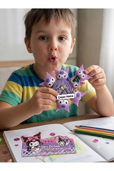 ÇEÇEN HOME Kuromi Figured Spinning Stress Wheel Colorful Highlighter Pen Set ...