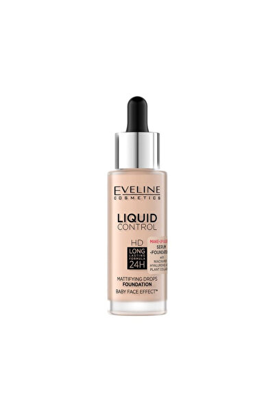 Eveline Fond de ten lichid HD picături, matifiant - 002 SOFT PORCELAIN 30ml