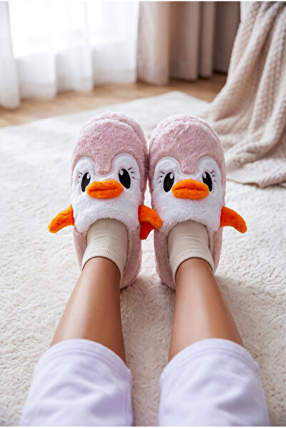 StWenn Women's Plush House Slippers with Penguin Pattern, Winter Warm, Closed...