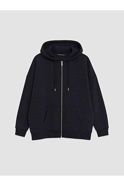 LC Waikiki Lcw Modest Hooded Oversize Women's Thick Zippered Sweatshirt