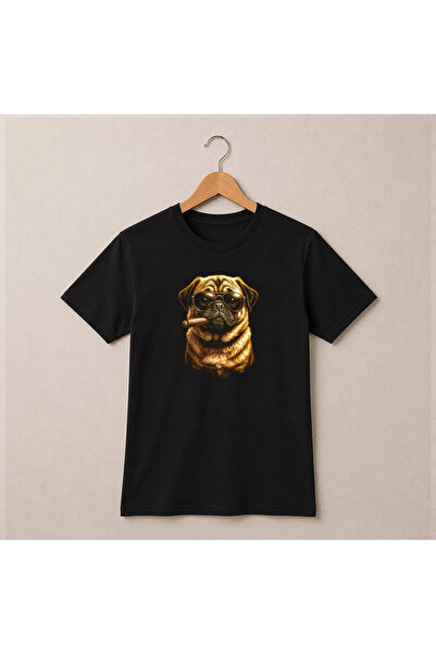 Petgifts Tricou Personalizat "Oversize „Boss Pug" - Bumbac 100% Negru Marime S