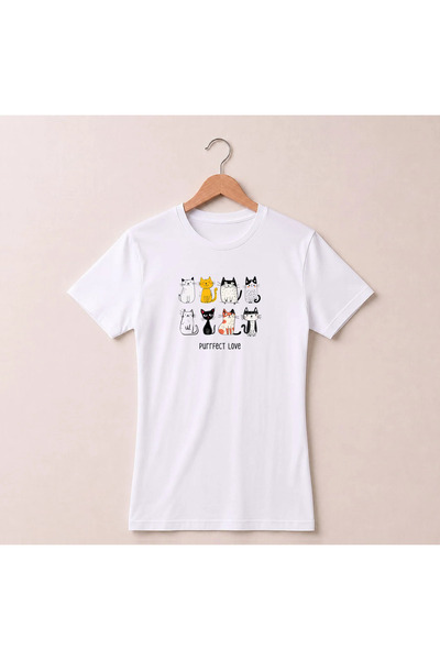 Petgifts Tricou Personalizat "Purrfect Love" - Bumbac 100% Alb Marime Xl