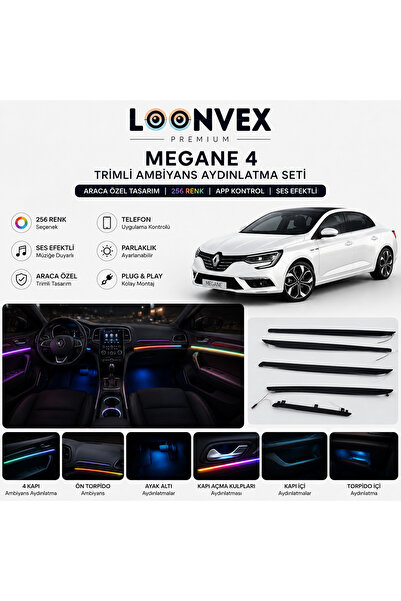 LOONVEX Premium Renault Megane 4 Araca Özel Trimli 256 Renk RGB Ambiyans Aydı...