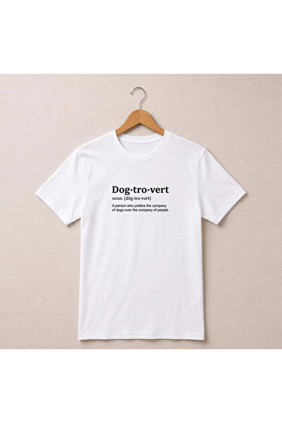 Petgifts Tricou Personalizat "Oversize „Dogtrovert" - Bumbac 100% Alb Marime L