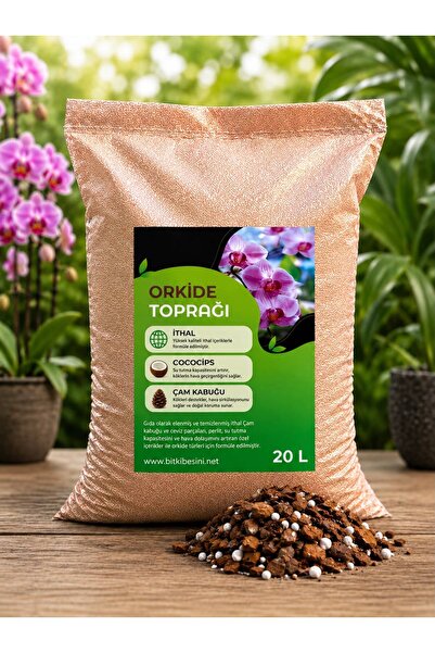 NEXVORİA Orkide Toprağı 20 L – İthal Çam Kabuğu, Cococips Karışımlı