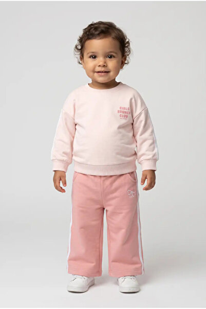 SIRRI Girl's Back-Printed Sweatshirt and Wide-Leg Pants 2-Piece Set