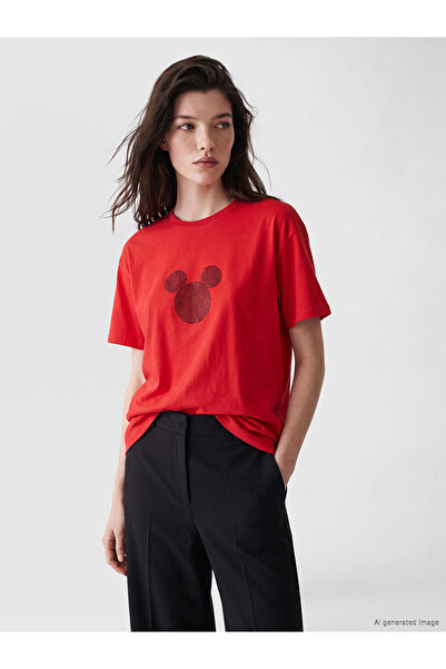 LC Waikiki Peak New Season Red Printed 100% Cotton Women's T-Shirt