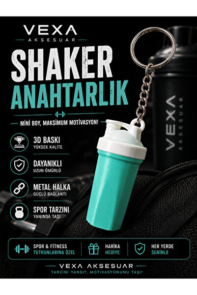 Vexa Aksesuar Shaker Keychain 3D Printing Sports Fitness Gym Protein Shaker D...
