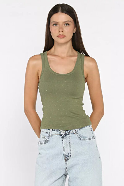 TOZLU Front-Stoned Camisole Blouse