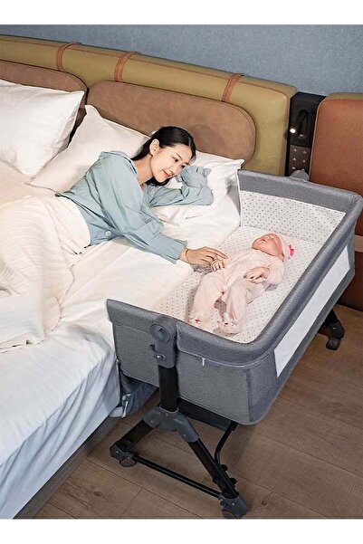 Baby Cara سرير أطفال محمول قابل للطي 3 في 1 متعدد الوظائف، سلة نوم شبكية قابلة للتنفس بجانب السرير، للمواليد الجدد