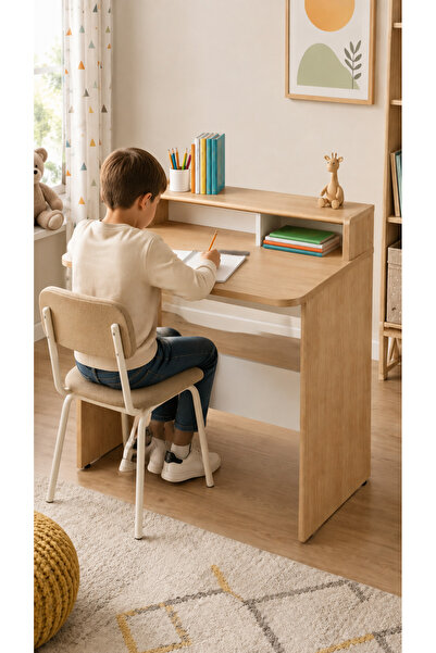 ibrahim suleiman al saqami Children’s MDF Study Table with Bookshelf and Stor...
