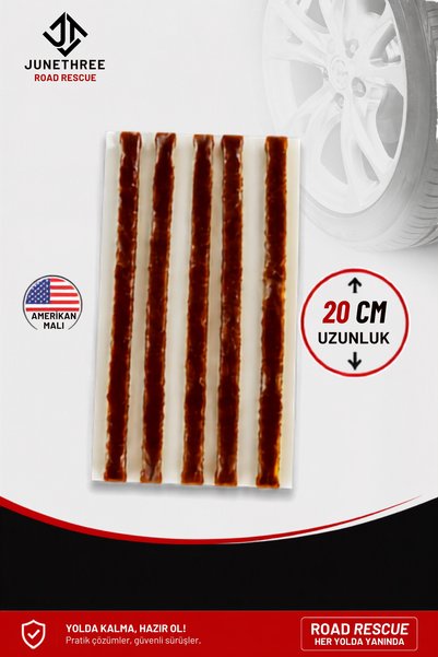 JuneThree Dubleks Lastik Tamir Seti - Fitil Atma Aleti ve Törpü - 5 Adet 20 cm Amerikan Malı Fitil - Oto Motor - Anahtarlık Hediyeli