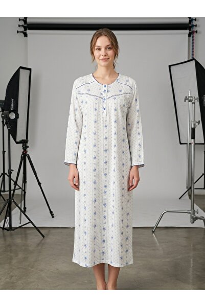 Alize Moda 100% Cotton Long Sleeve Floral Patterned Large Size Women'S-Mom's ...