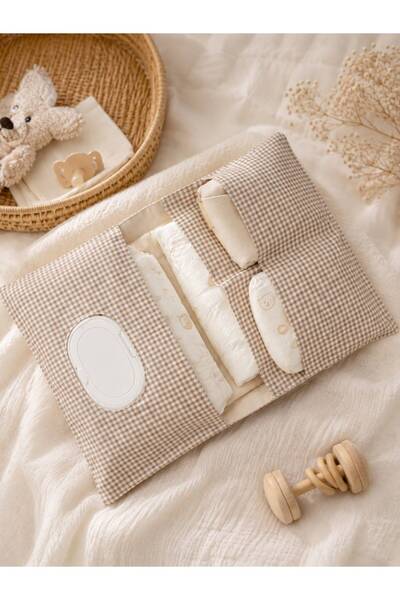 Nünüco atelier Baby Diaper Bag and Changing Organizer – Checkered Fabric, Pra...