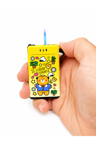 ONRSTORE Sevimli Kedi Desenli Gaz Dolumlu Turbo Çakmak Eğlenceli Tasarım