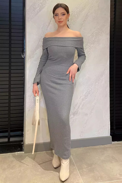 TOZLU Rochie lungă pentru femei Madonna Collar