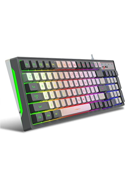 HXSJ V600 96-key wired film gaming keyboard two-color injection keycap 1.8m l...