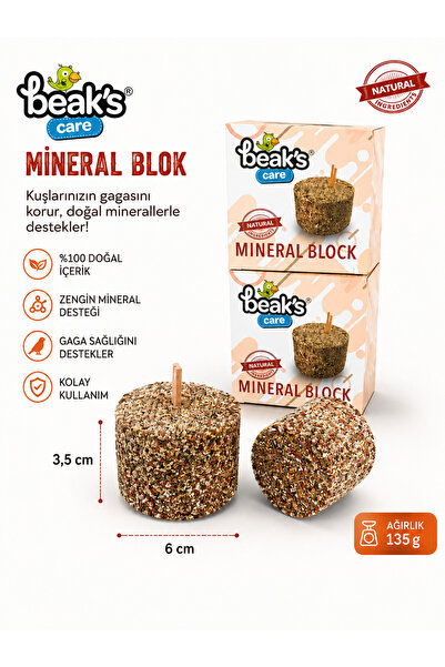 Beaks Beak's Kutulu Mineral ve Kalsiyum Blok, Dev boyutlu 135g 2 adet