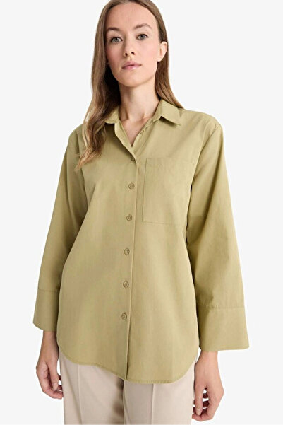 DeFacto Regular Fit Shirt Collar Poplin Long Sleeve Tunic