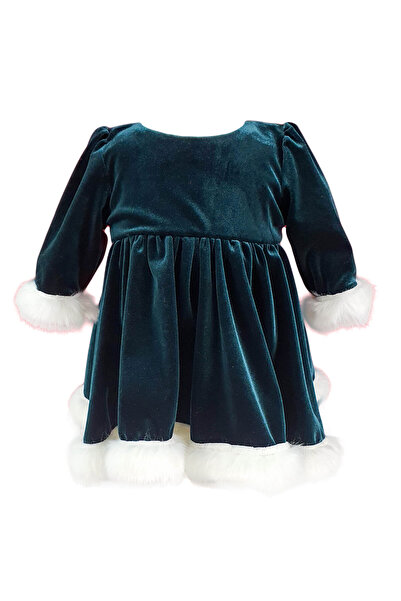 fantasialand Rochie botez, model Craciunita, catifea verde