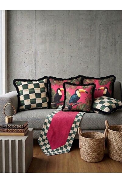 KEDİ 🌿   5 Tufted Cushion Covers, 1 Runner, Natural Luxury in Your Home: Lin...