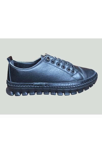 OrtopedikAL 2010 Womenly Style Black Women's Casual Shoes %100 Genuine Leather Elastic Soft
