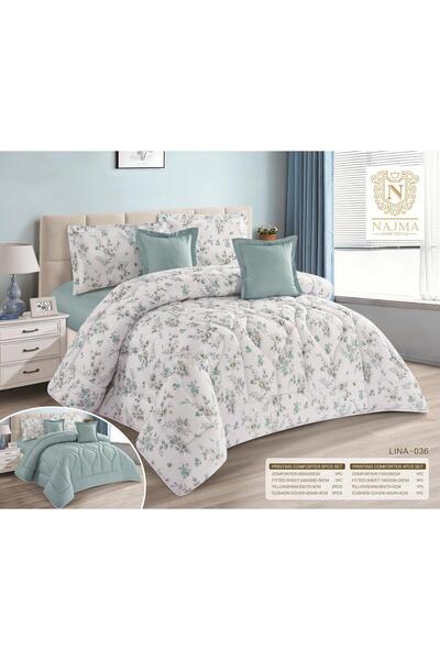 NAJMA Nefirin Summer Printed 6-Piece Bedspread Set – Serene Floral Patterns a...