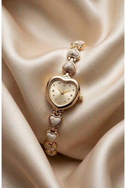 KLISHE Butik Women's Steel Watch Gold Color Heart Design Vintage Watch Luxury...