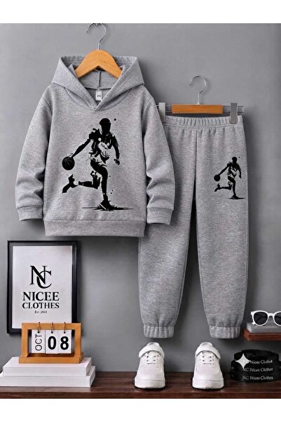 NC Nicee Clothes Παιδικό Σετ Φόρμας Unisex (Μαύρο με στάμπα που διαρκεί, χειμ...