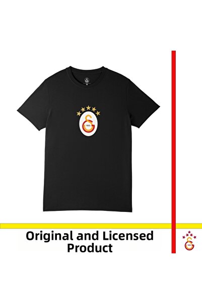 Galatasaray Licensed 5 Star Big Logo Black T-Shirt E251402