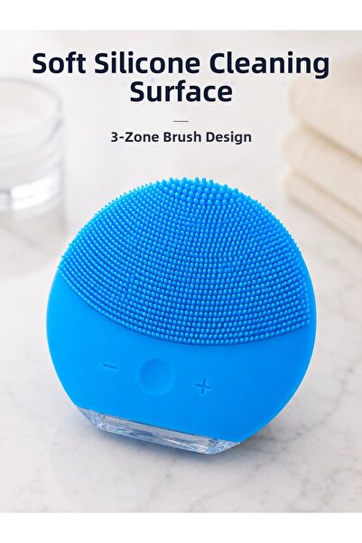 Mercansa Silicone Facial Cleansing Brush Adjustable Vibrating Blue Skin Care ...
