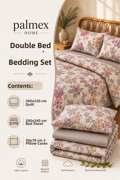 Palmex Home Double Size Winterfell Cotton Bedding Set (Duvet Cover - Sheet - ...