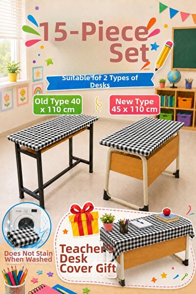 Soft Kare 15-Piece Teacher's Tablecloth Set with Gift, Stain-Resistant, Worry...