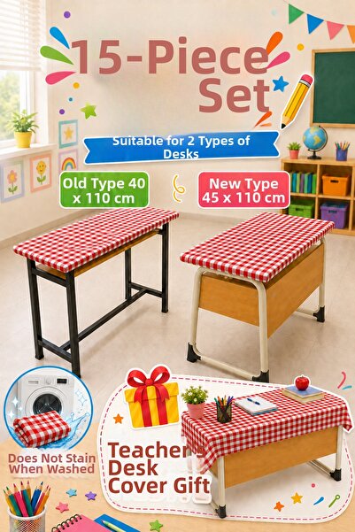 Soft Kare 15-Piece Teacher's Tablecloth Set with Gift, Stain-Resistant, Worry...