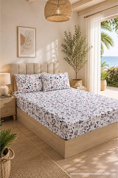 ELY PARKER Patterned Elastic Bed Sheet Set with Cotton Pillowcases, Double or...