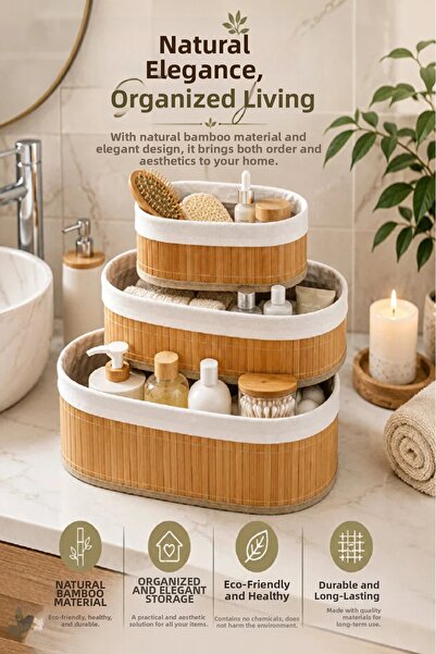 TUMU LIFE Τριπλό οβάλ καλάθι από μπαμπού σε στυλ Pinterest |   Χρήση πολλαπλώ...