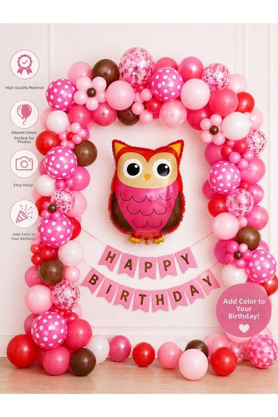 ALYA Party Owl Foil Balloon Birthday Set – Happy Birthday Decoration Set with...
