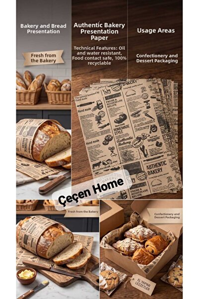 ÇEÇEN HOME Greaseproof Oven Baking Paper 50 Pieces, Kraft Nostalgic Newspaper...