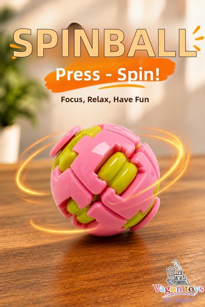 vagontoys Spin Ball Bas-Rotate Educational Kinetic Stress Ball – Spring and B...