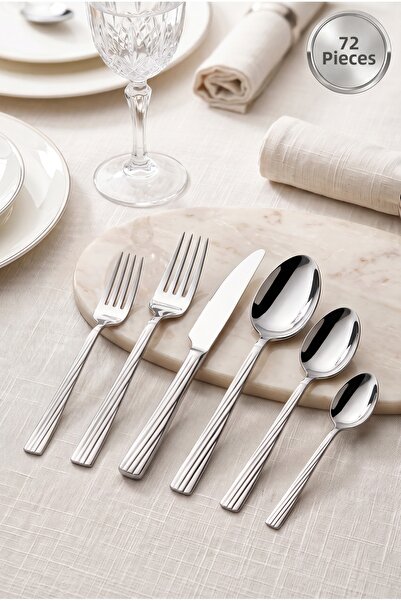 Kitchen Life Set de tacâmuri Ibiza din oțel inoxidabil, 72 de piese, pentru 1...