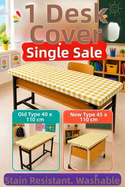 Soft Kare 1 Piece Washable Stain-Resistant Elastic School Desk Cover – Durabl...