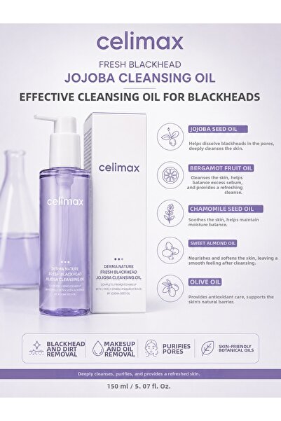 Celimax زيت الجوجوبا للرؤوس السوداء 150 مل - زيت تنظيف فعال للعناية بالرؤوس ا...