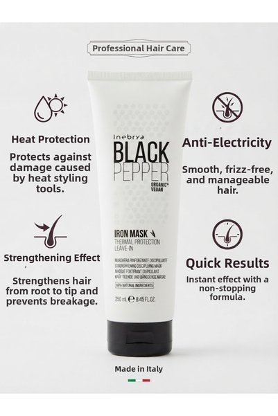 Inebrya Black Pepper Thermal Protection Heat Protective Mask 250 ml - Strengthening Care before Blow-Drying and Straightening