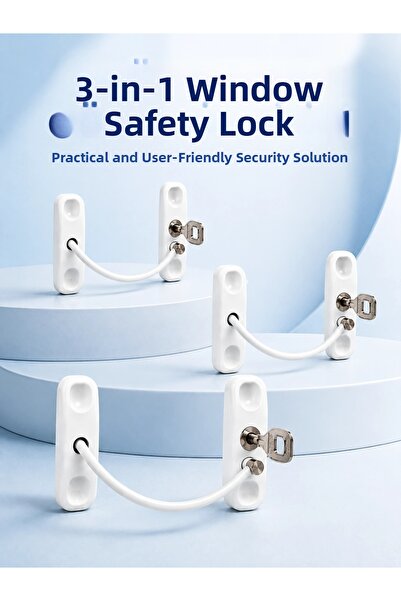 shopwave 3 Pieces Window Security Lock Flexible Connected Protection Set with...