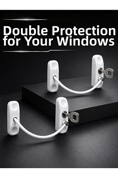 shopwave White Cable Window Lock 2 Pieces Child Protection and Window Safety ...