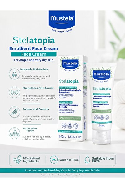 Mustela Stelatopia 40 ml - Moisturizer That Helps Soothe Very Dry Skin and Su...