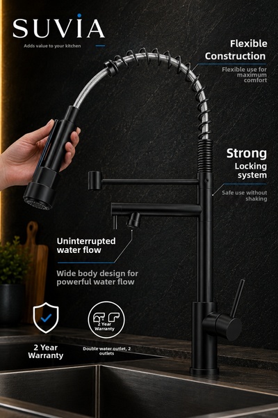 SUVİA Industrial Kitchen Faucet Professional Spring Spiral Flexible Sink Tap ...