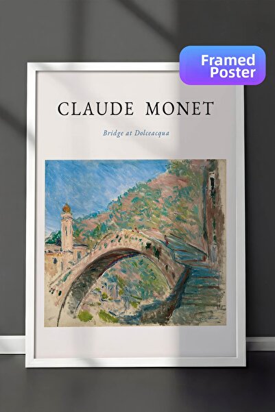 Zestia Pictură de perete Claude Monet cu ramă albă, Podul Dolceacqua, Nr.: 20539