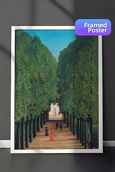 Zestia Ζωγραφική τοίχου του Henri Rousseau με λευκό πλαίσιο, Δρόμος με δέντρα...