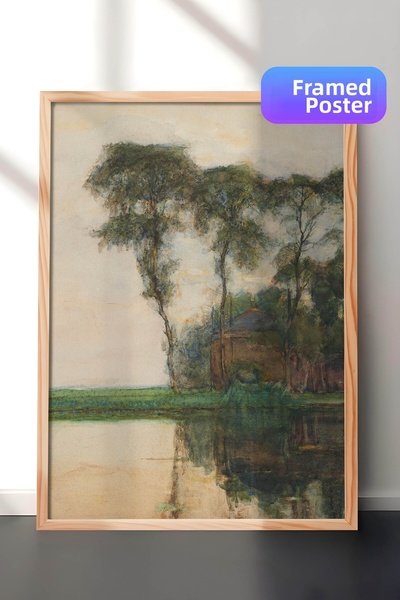 Zestia Πίνακας τοίχου Piet Mondrian με ξύλινο πλαίσιο, Δέντρα στην ακτή του π...